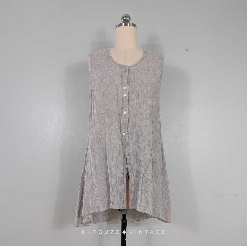 Habitat Sleeveless Tunic Top XL Natural Beige Linen Lagenook Neutral Beachy